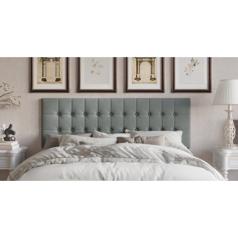 Jadeen Upholstered Panel Headboard, Light Gray, Queen