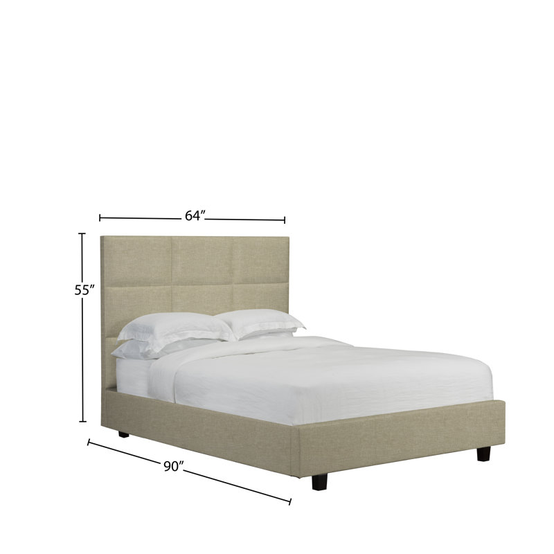 Lit plateforme avec rangement rembourré Hadleigh, Beige, Grand