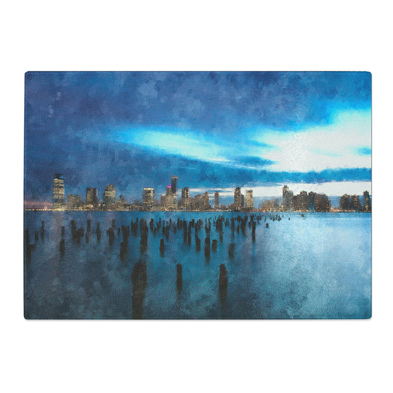 Tempered Glass New Jersey Skyline Chopping Board, 20 cm x 28.5 cm