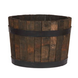 Rustic Home And Garden Whiskey Barrel Planter Upsycled Oak Wood Round Tub D40 H30 Cm, 37.7 Ltrs Cap.