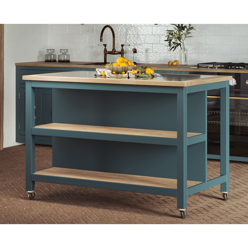 Mounia Granite Top Kitchen Island, Blue