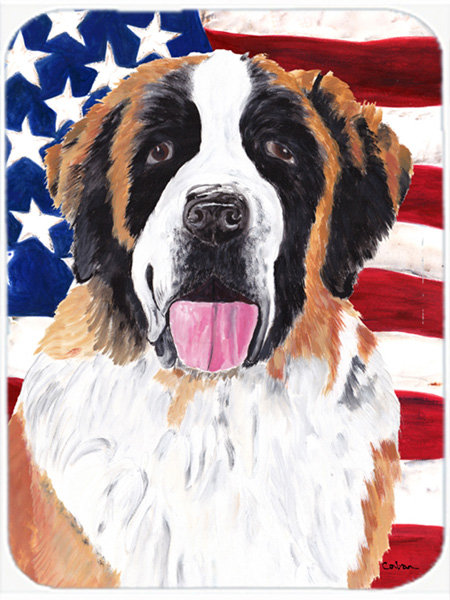 Planche à découper en verre « American Flag » aux États-Unis avec Saint-Bernard trinx