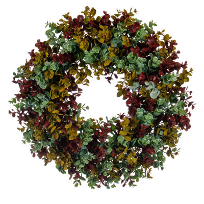 18'' Faux Eucalyptus Plastic Wreath