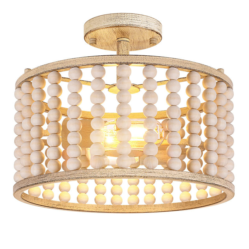 Claritha Wood Semi Flush Mount, Natural