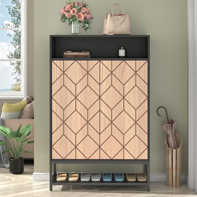 Armoire de rangement pour chaussures Torell, 24 paires, Noir
