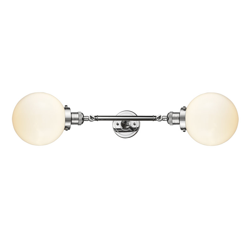 Éclairage pour meuble-lavabo 2 lumières rétro Barrigan, Laiton antique noir, Incandescent, Boîtier blanc mat