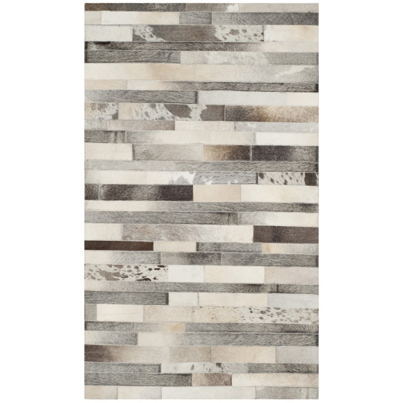 Fazeley Studio Leather Hand Woven Leather Geometric Rug, Rectangle 2'3" x 5'
