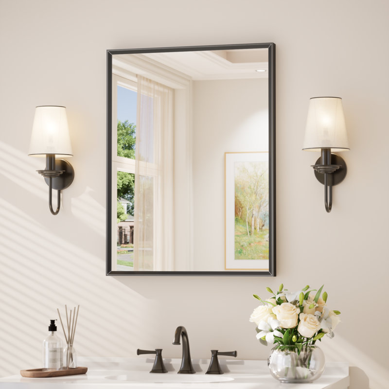 Aluminium Mirror, Matte Black, Rectangle, 81.3cm x 61cm