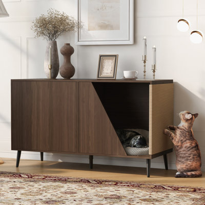 Maison pour chat en bois avec rangement