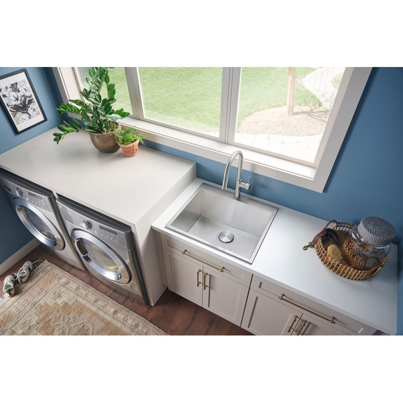 Ruvati Topmount Laundry 22" x 22" x 12" Deep Utility Sink 16 Gauge Stainless Steel