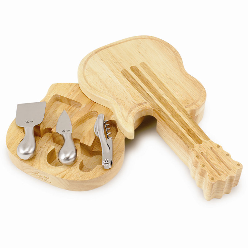 Guitar Cheese Cutting Serving Board & Tools Set Zuri