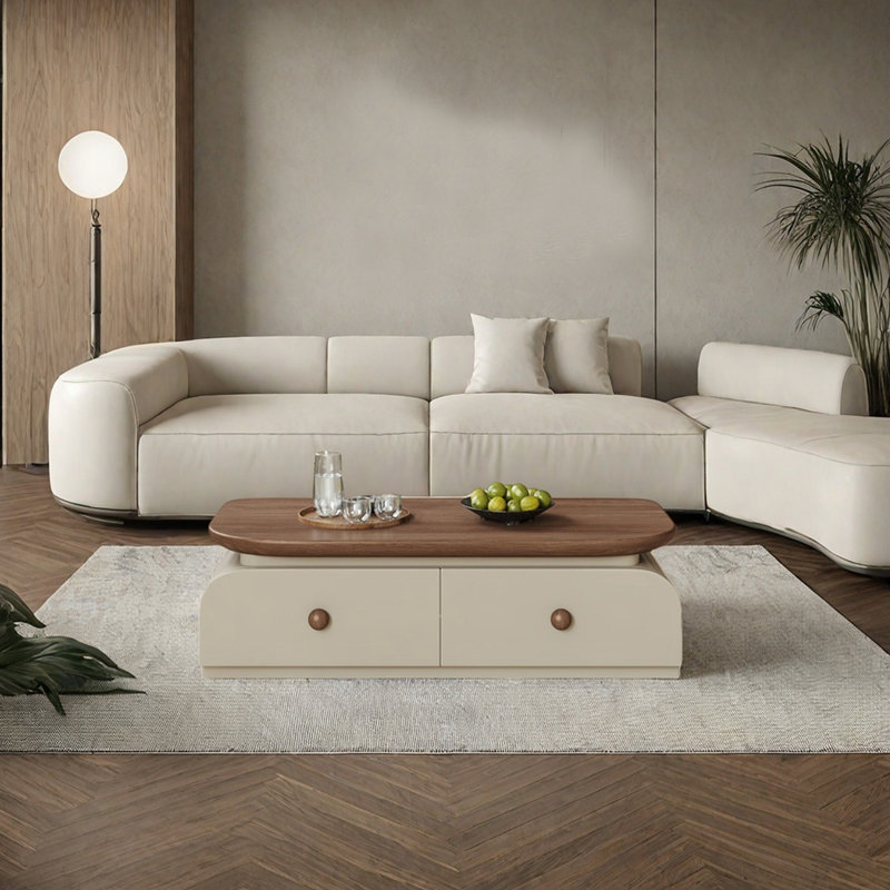 Table basse en bois avec quatre tiroirs