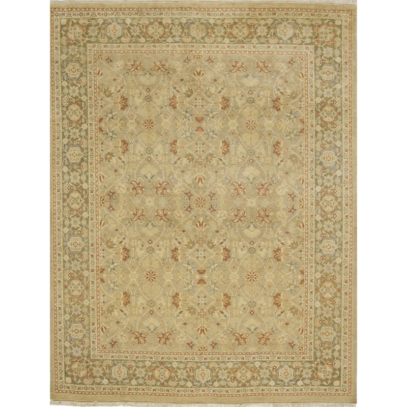 Wool Oriental Area Rug in Gold/Olive, Rectangle 12' x 18'