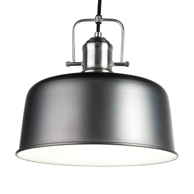 Lavenia 1 - Light Pewter Grey Metal Dome Pendant