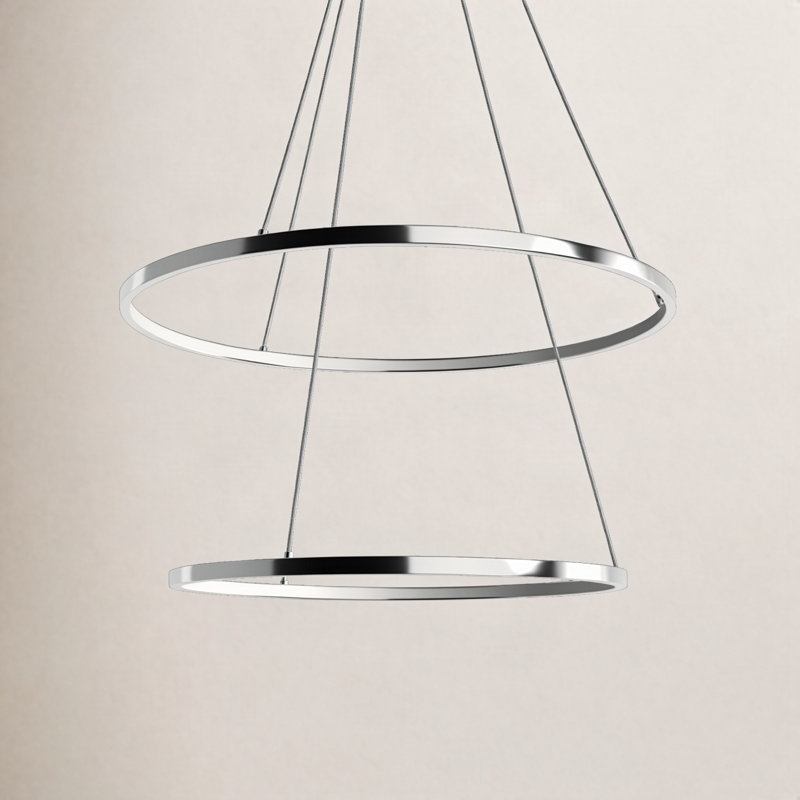 Saleigh 2 - Light LED Geometric Chandelier, Chrome, 1.25" H x 28" W x 28" D