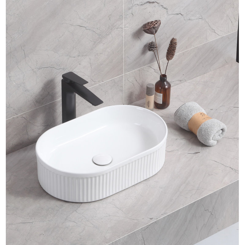 Brayden Studio Nila 500mm L x 310mm W Ceramic Oval Sink
