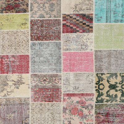 Tapis gris/rose/beige contemporain