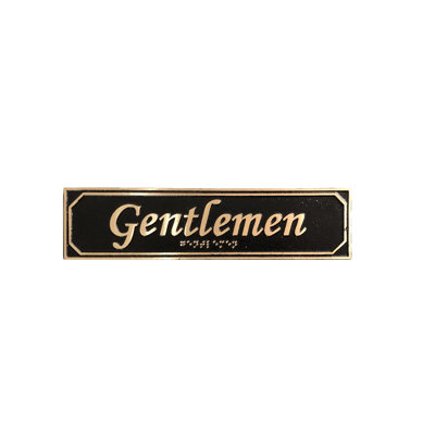 Enseigne de porte en laiton avec braille gentlemen’s
