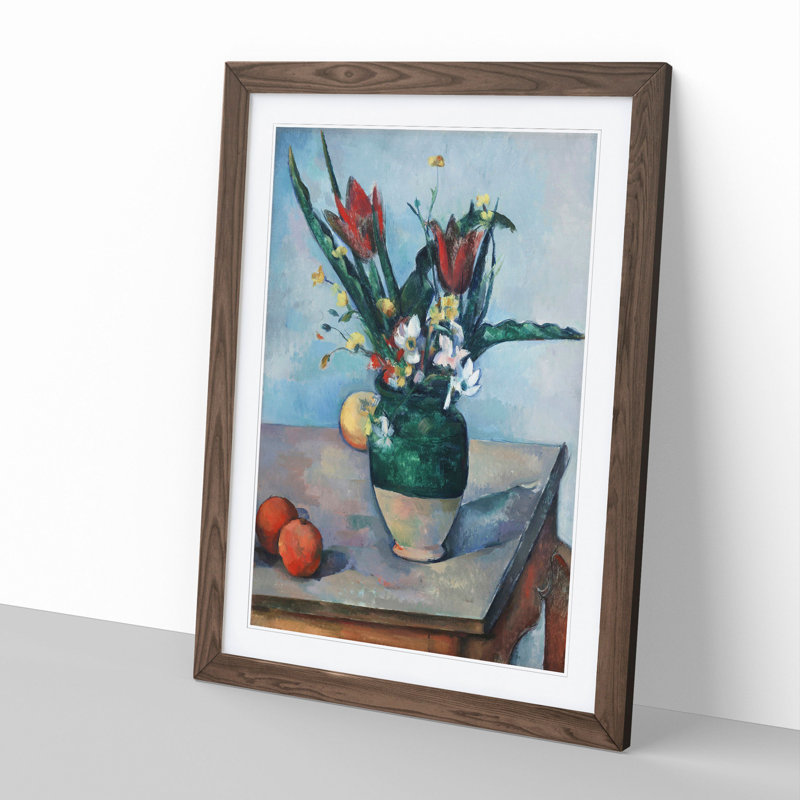The Vase of Tulips by Paul Cezanne - Picture Frame Painting, Walnut Framed, 36cm H x 27cm W x 2cm D