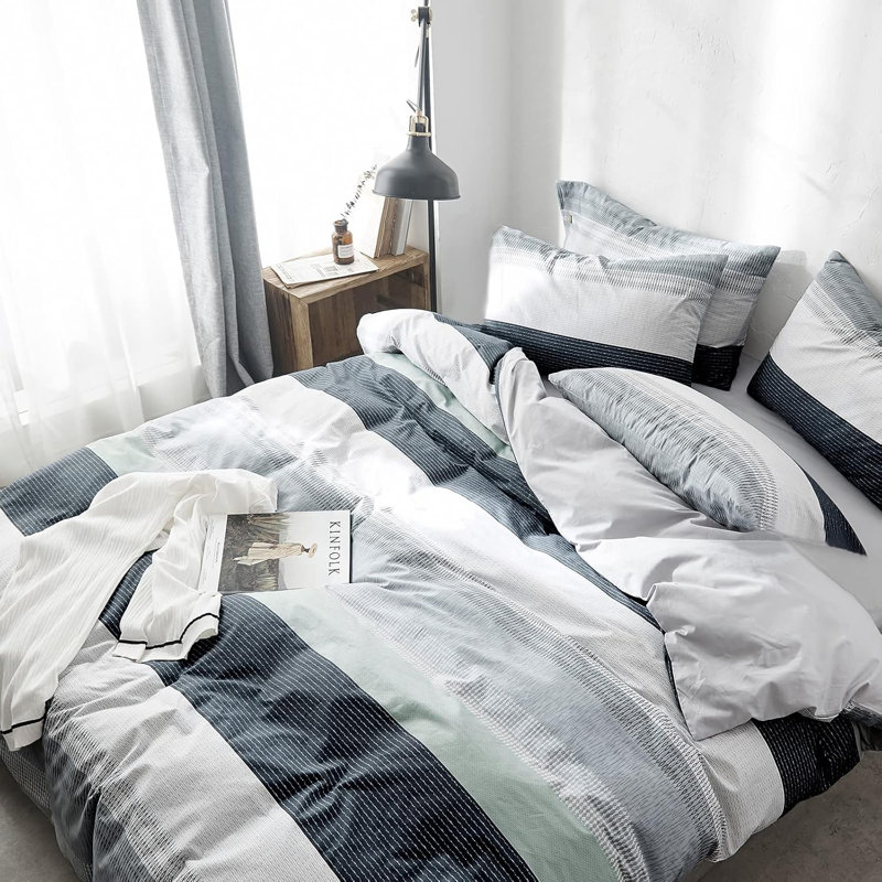Chic 100% Cotton Flower Printed Duvet Cover Set, King Duvet Cover + 2 King Pillowcases, Floral 16