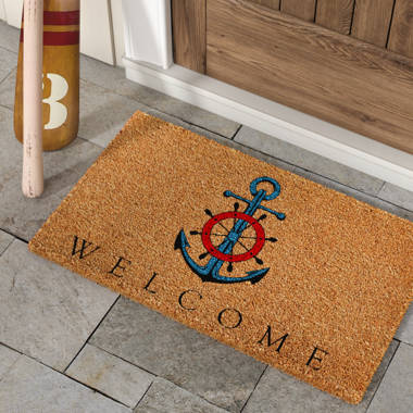 30 Blue, Green & Brown Rectangular Welcome Beach Basic Coir Door Mat