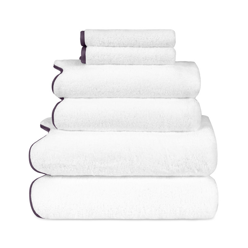 Antalya 6-pc Multi-sized Bath Towel Set, White/Purple