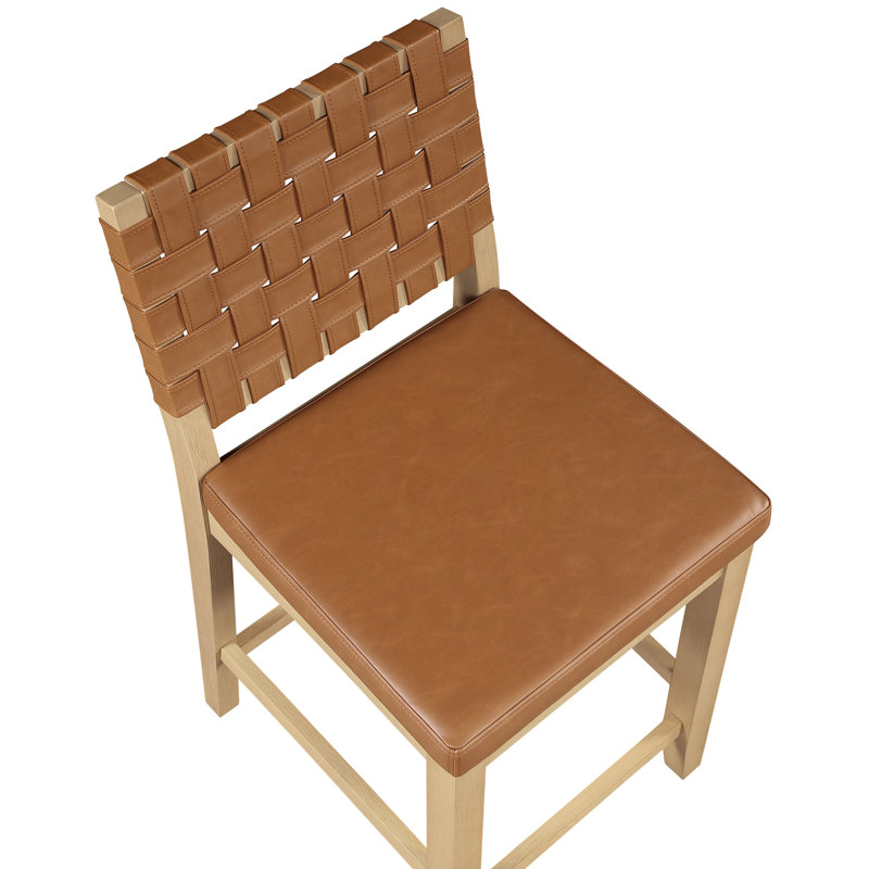 Chaise de comptoir en cuir végétalien Reid, Tabouret de comptoir (siège d'une hauteur de 25,7