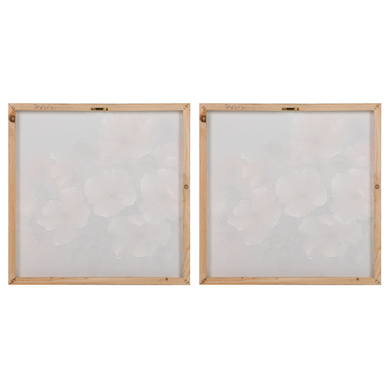 Flowers 40% Hand Painted Set 2 Canvas 60X3X60 Cm - 2 Piece Wrapped Canvas Print Set