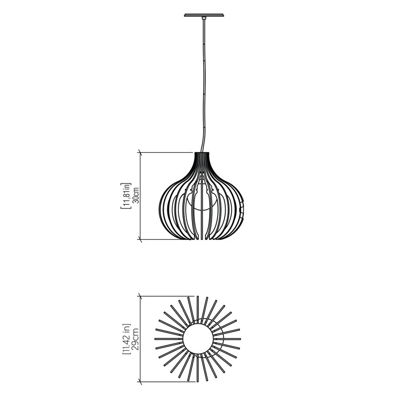 Stecche Di Legno 1 - Light Pendant, 11.7" H x 11.31" W x 11.31" D, Imbuia