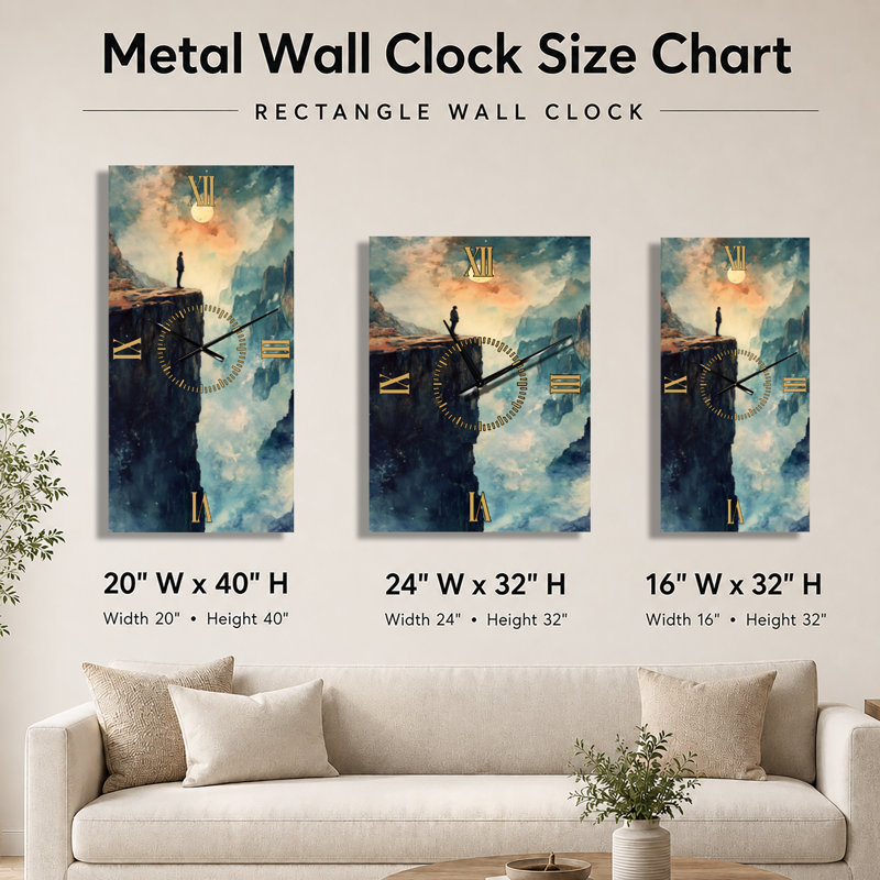 Horloge murale en métal de style sud-ouest avec vue sur un canyon en Arizona, H 32 po x l 24 po - Rectangle