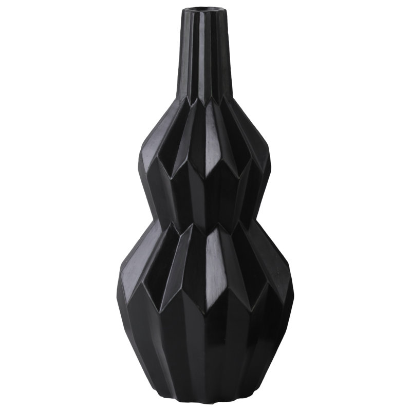 Gullion Ceramic Table Vase, 18.25" H x 8.25" W x 8.25" D, Black