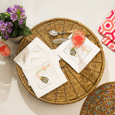 Serviettes de cocktail brodées Fizz and Finesse