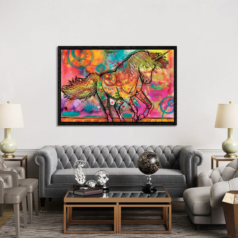 Unicorn 1 Piece Wall Art on Canvas, 152.5 cm H x 101.5 cm W, Black Framed