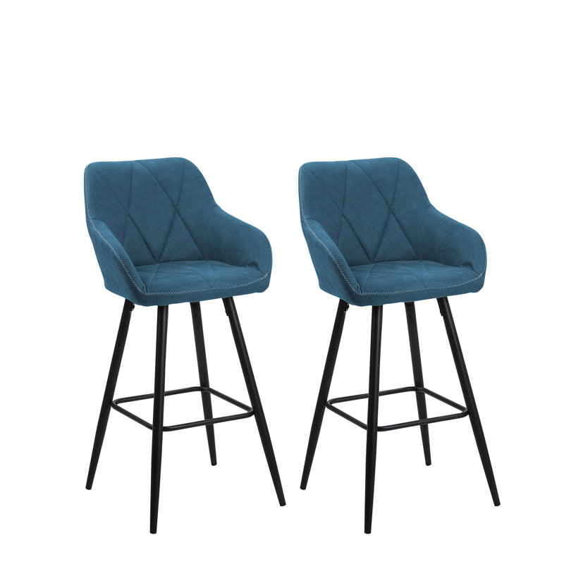 Maxman Upholstered Counter Stool with Metal Frame, Blue