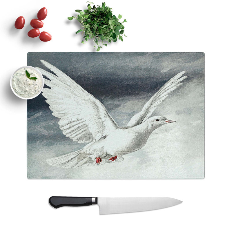 Glass Flying Dove Chopping Board, 28.5 cm W x 20 cm L