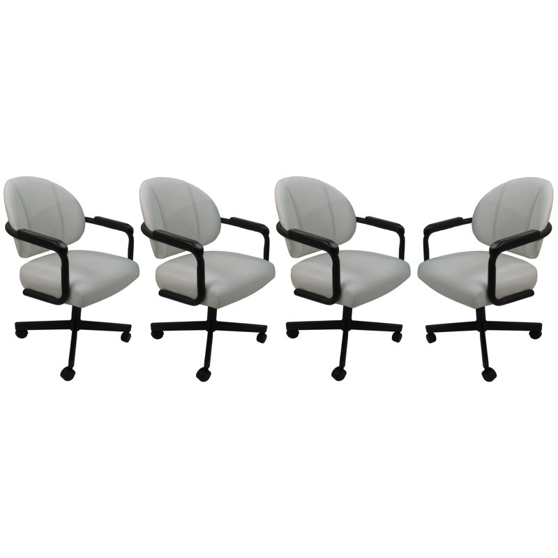 18'' H Upholstered Armchair, Black, White Vinyl