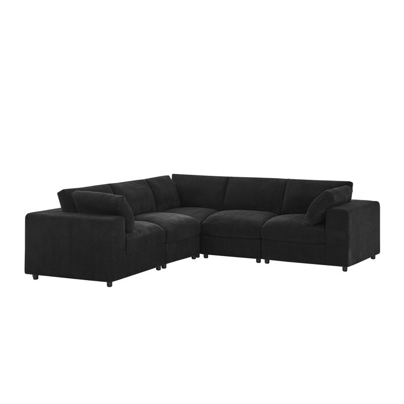 Canapé modulaire en velours côtelé Bathmarlmoor, Black, H 33 po x l 104 po x P 104 po