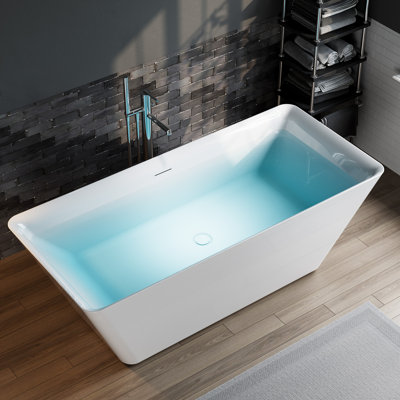66" x 30" Freestanding Soaking Acrylic Bathtub