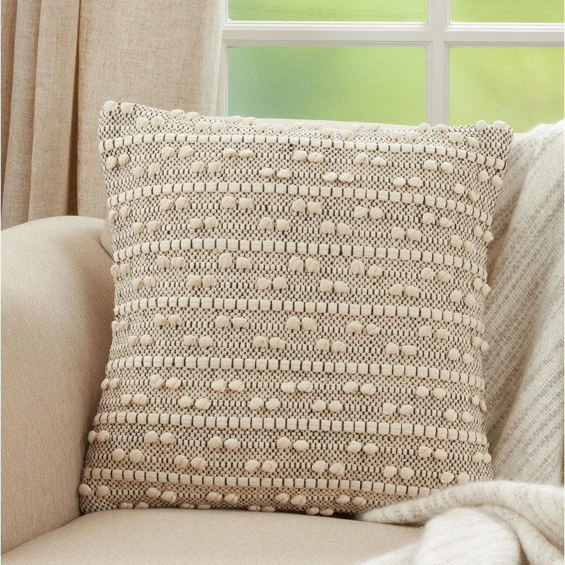 18" Natural Cotton Moroccan Design Square Throw Pillow