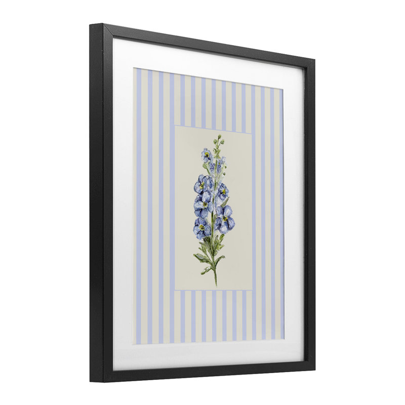 «Blue Stripe», reproduction sous verre encadrée par Lisa Wehmeyer, H 16 po x l 13 po, Cadre noir minuit
