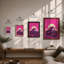 Magenta Wave at Dusk Retro - Framed Print-1769220082-1769220076