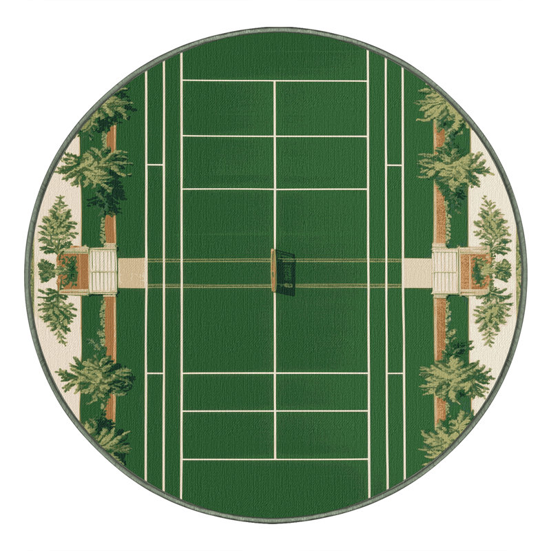 Tapis vert français lavable à la machine, Rond 8 pi