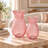 Fleurine Frosted Tulip-Shaped Textured Glass Table Vase Set of 2, Colored Glass, Pink-209859295