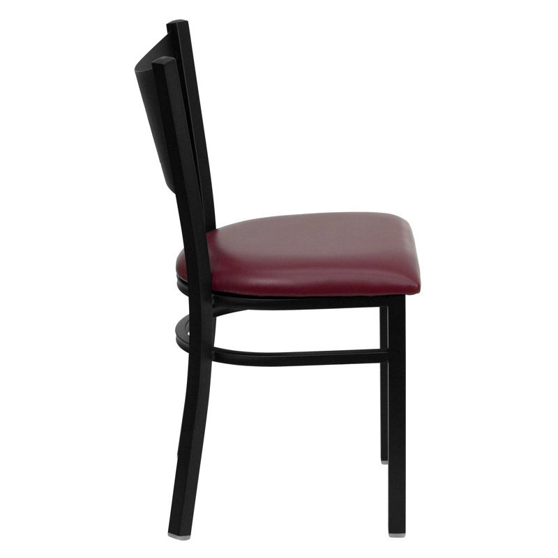 Prompton Coffee Back Metal Restaurant Chair, Burgundy