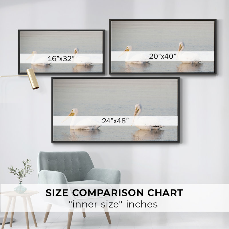 Pelican Pals - Toile tendue avec châssis encadré - Prêt à être accroché, Black, 21" H x 41" W
