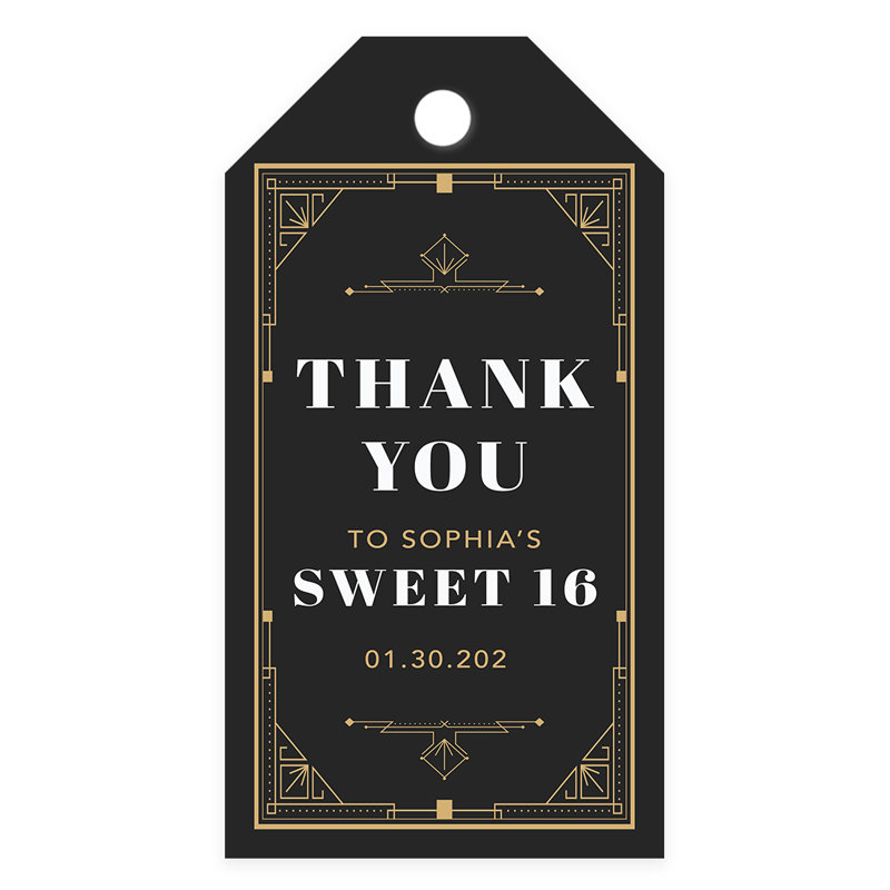 Étiquettes-cadeaux personnalisées avec 16 cordes, thème Great Gatsby, pour 60 pièces