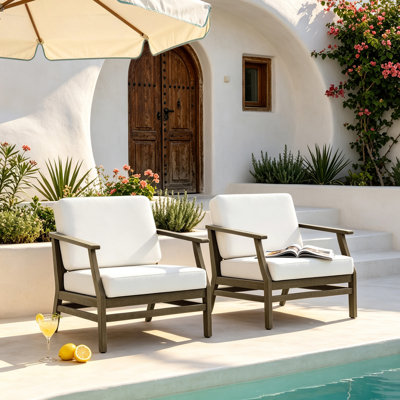 Clinkscales Solid Wood Teak Outdoor Lounge Chair With Cushion And Arms