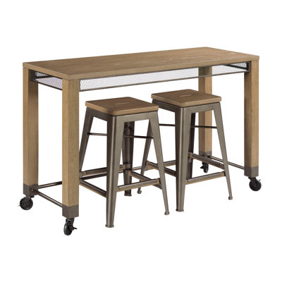 Ensemble de console et tabouret en bois massif de 52 po Fotini