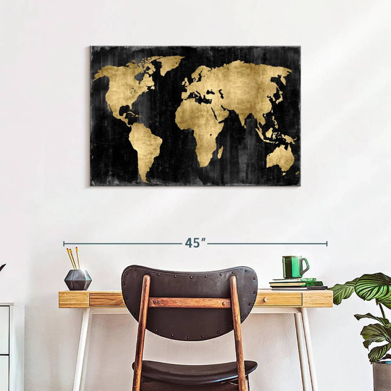 Aliaz The World - or sur fond noir, H 24 po x l 36 po