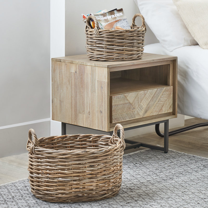 Hand Woven Wicker Laundry Hamper with Handles